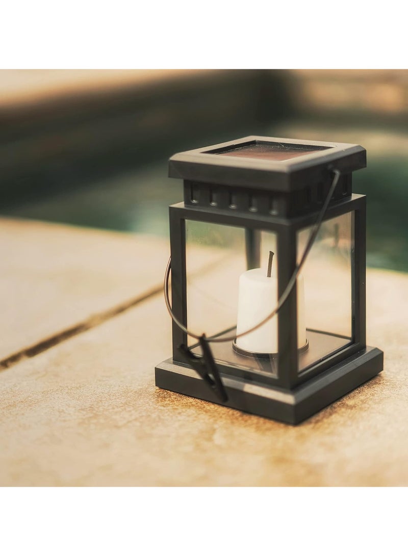 1pc Solar Lanterns Hanging Garden Outdoor Lights Waterproof Flickering Candle LED Lamp Solar Metal Hanging Lantern for Ramadan Garden Patio Pathway Party Decoration (Candle) - Image 4