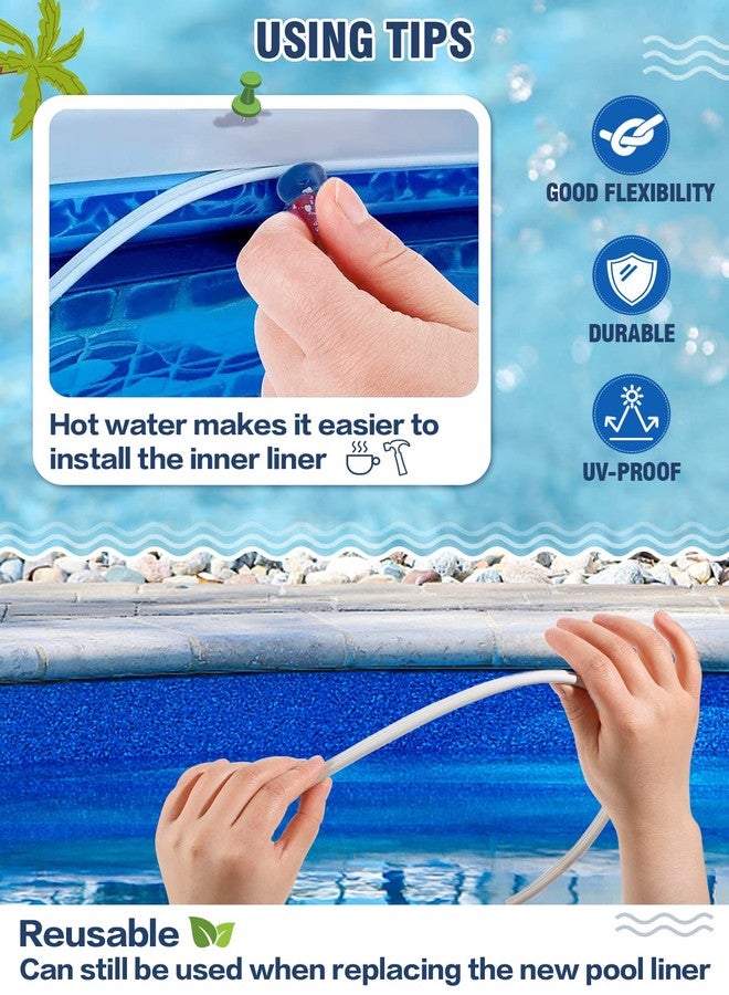 PAMASE 120ft Liner Lock - Inground Swimming Pool Beaded Wedge T-Shape Lock Roll, Flexible PVC Pool Liner Patch Kit for Above-Ground Pool - White - Image 4