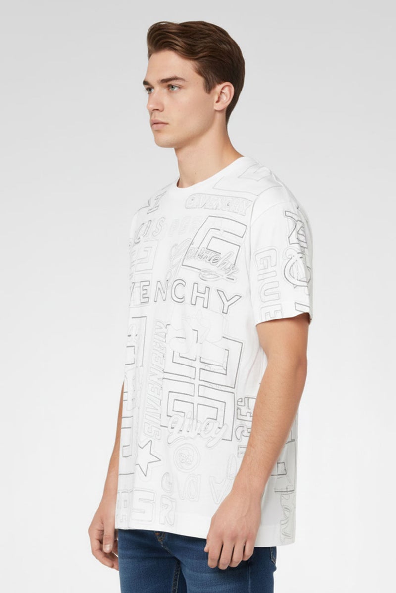 GIVENCHY Men Crew Neck Short Sleeve Embroidered Logo T-Shirt, Multicolor - Image 4