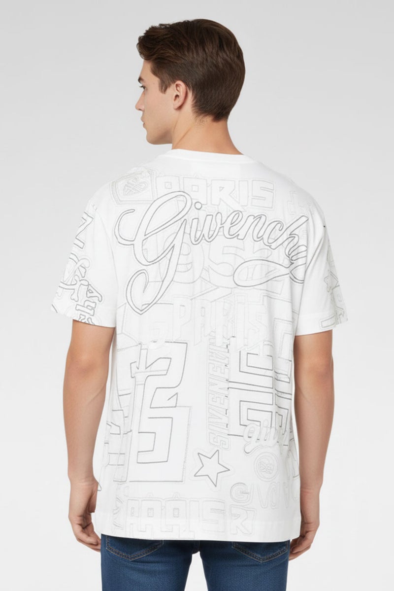 GIVENCHY Men Crew Neck Short Sleeve Embroidered Logo T-Shirt, Multicolor - Image 2