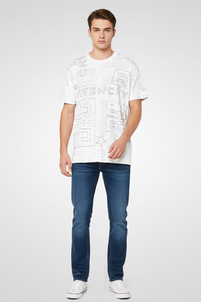 GIVENCHY Men Crew Neck Short Sleeve Embroidered Logo T-Shirt, Multicolor - Image 1