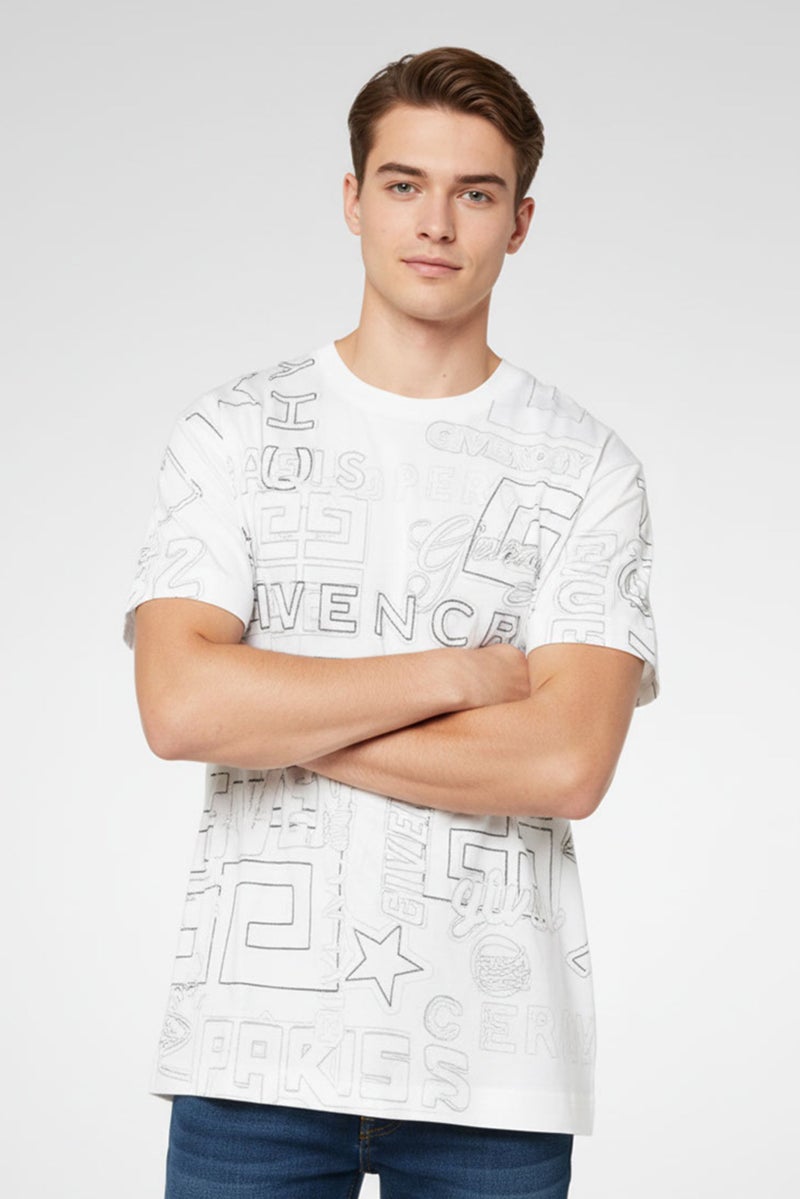 GIVENCHY Men Crew Neck Short Sleeve Embroidered Logo T-Shirt, Multicolor - Image 3