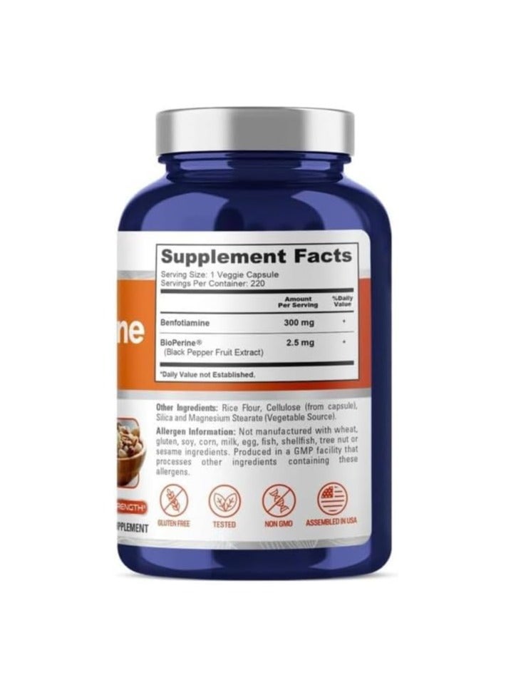 NusaPure Benfotiamine 300mg 220 Veggie Caps Non-GMO,Vegan And Gluten-Free - Image 2