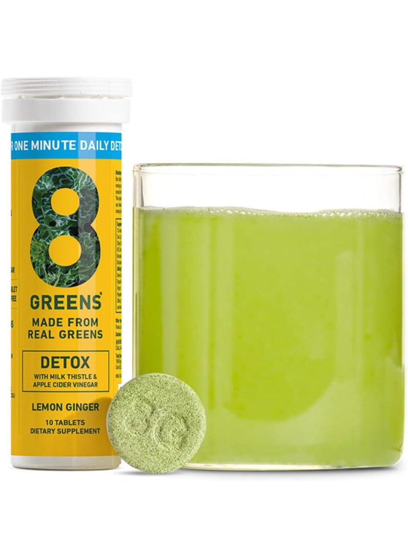Detox Fizzy Tablets - Packed with 8 Powerful Super Greens (1 Tube/10 Tablets)