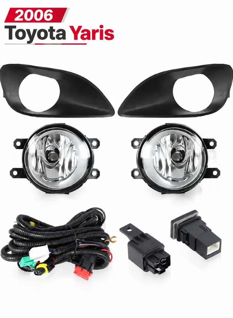 Toyota Yaris 2006 Front Fog Light Assembly H11 Halogen Bulb Clear Glass Lens Waterproof Dustproof Car Fog Lamp Replacement Left Right Side Lighting Upgrade - Image 1