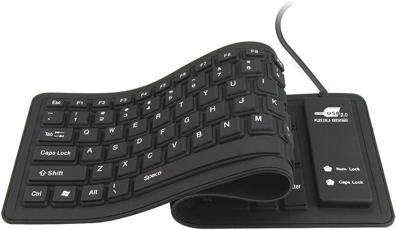 sungwoo Foldable Silicone Keyboard USB Wired Waterproof Rollup Keyboard for PC Notebook Laptop (All Black) - Image 3