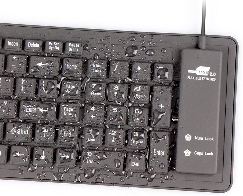 sungwoo Foldable Silicone Keyboard USB Wired Waterproof Rollup Keyboard for PC Notebook Laptop (All Black) - Image 5