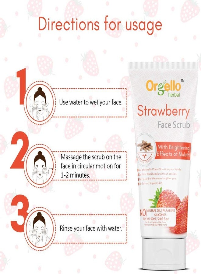 Orgello herbal Strawberry scrub for face and body men women 1 x 60 gm + Aloe vera peel off mask 1 x 100 gm pack of 2 - Image 5