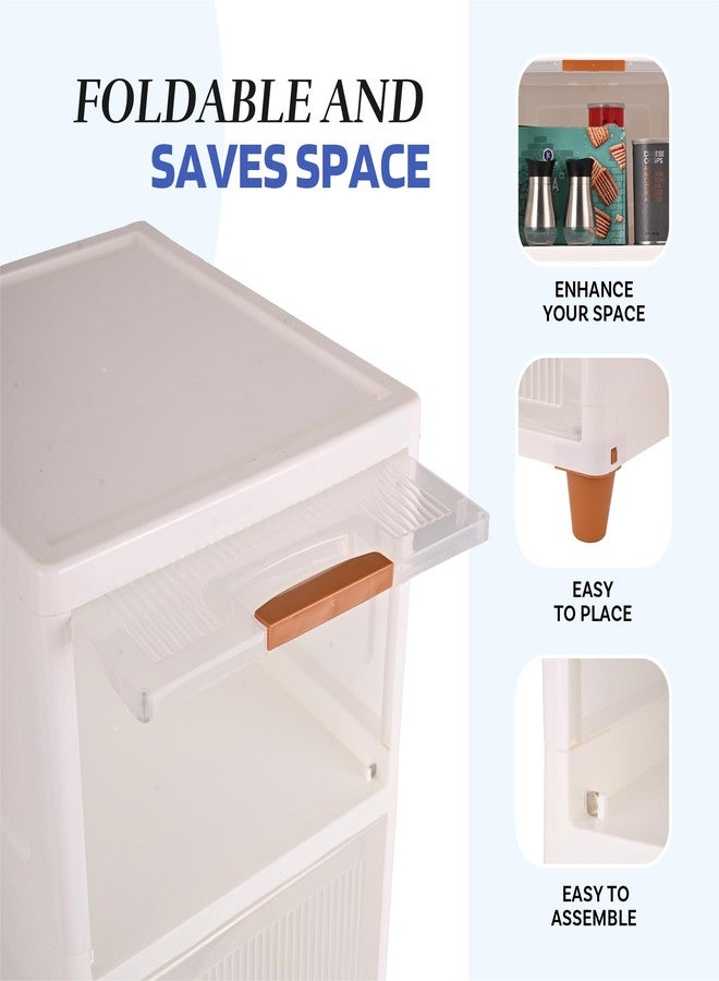 YASONIC 𝟲 𝗧𝗶𝗲𝗿 Foldable Plastic Rack for Storage/Kitchen Cupboard/Versatile and Sturdy Wardrobe for Clothes/Multipurpose Storage Organizer/Closet for Bedroom/Living Room/Laundry Room (Off White) - Image 4