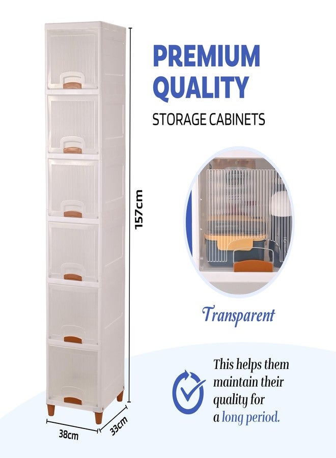 YASONIC 𝟲 𝗧𝗶𝗲𝗿 Foldable Plastic Rack for Storage/Kitchen Cupboard/Versatile and Sturdy Wardrobe for Clothes/Multipurpose Storage Organizer/Closet for Bedroom/Living Room/Laundry Room (Off White) - Image 2