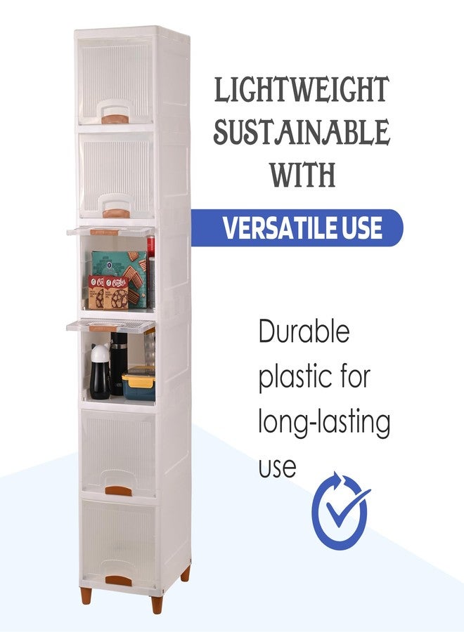 YASONIC 𝟲 𝗧𝗶𝗲𝗿 Foldable Plastic Rack for Storage/Kitchen Cupboard/Versatile and Sturdy Wardrobe for Clothes/Multipurpose Storage Organizer/Closet for Bedroom/Living Room/Laundry Room (Off White) - Image 3