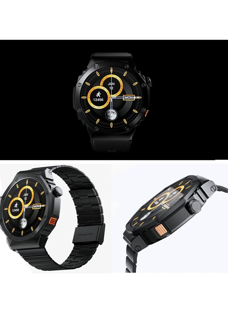 Haino Teko Haino Teko Germany RW41 Round Shape AMOLED Display Smart Watch With 3 Pair Straps and Wireless Charger For Men's and Boys Black  - Image 4