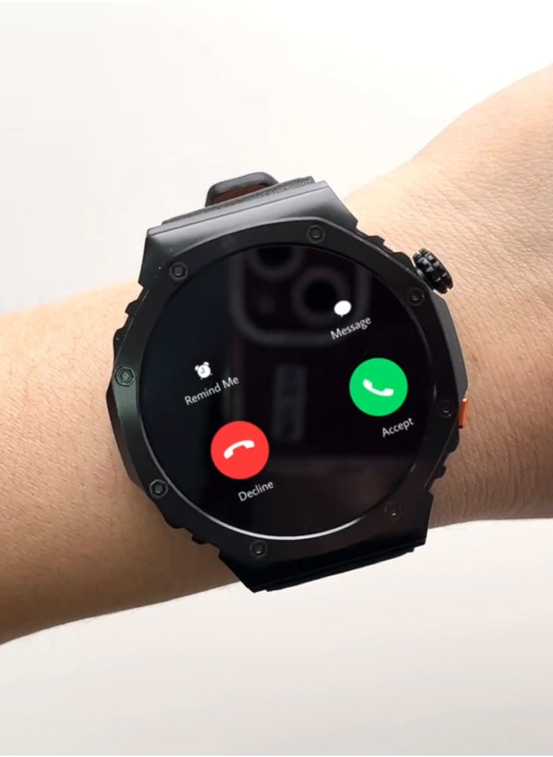 Haino Teko Germany RW41 Round Shape AMOLED Display Smart Watch With 3 Pair Straps and Wireless Charger For Men's and Boys Black