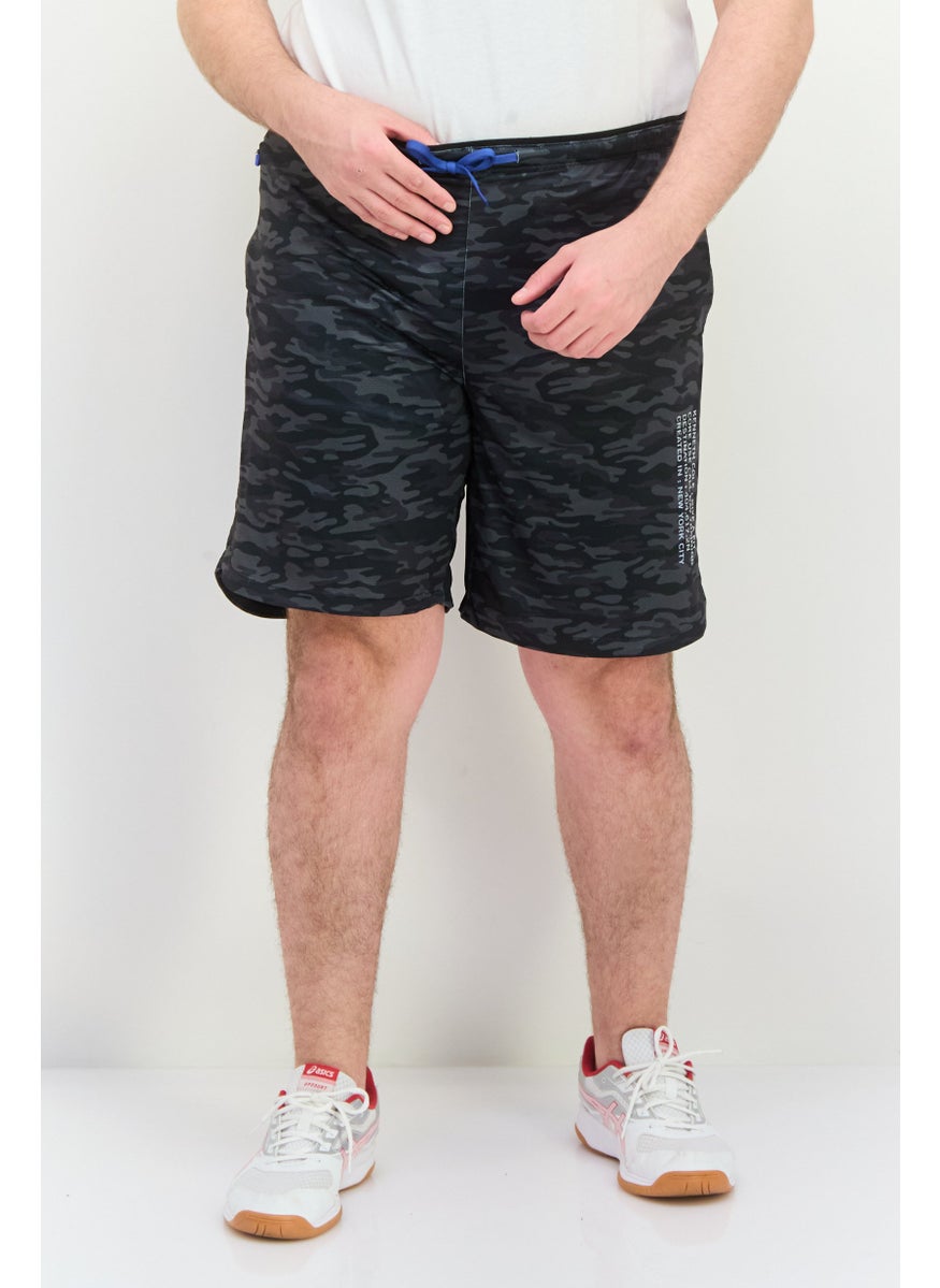 Kenneth Cole Men Animal Print Basic Shorts, Charcoal Grey  - Image 1