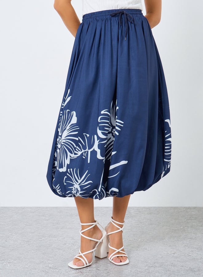 Styli Women Blue Floral Balloon Fit Skirt - Image 2