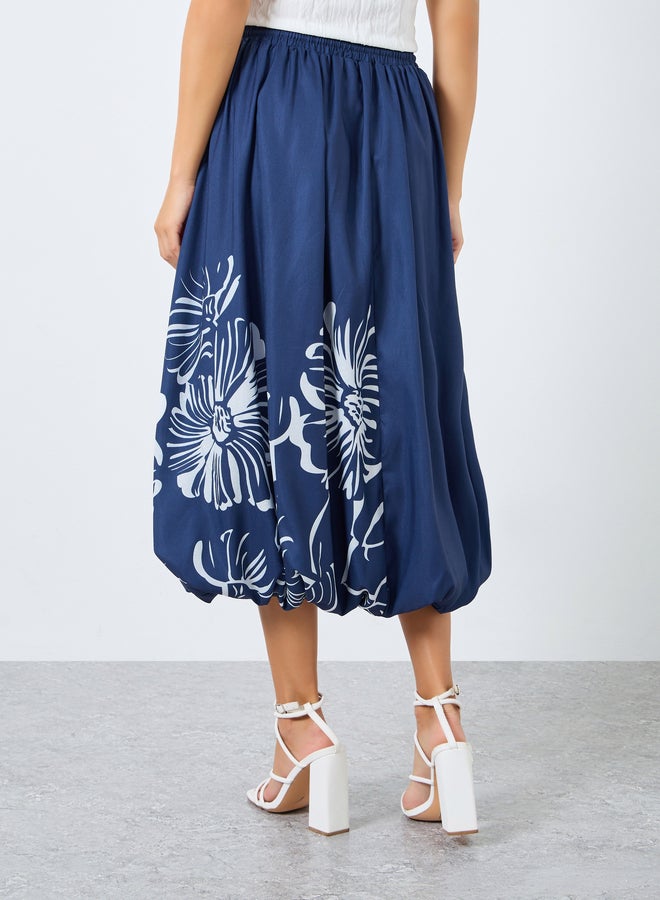 Styli Women Blue Floral Balloon Fit Skirt - Image 4