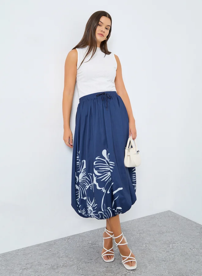 Styli Styli Women Blue Floral Balloon Fit Skirt
