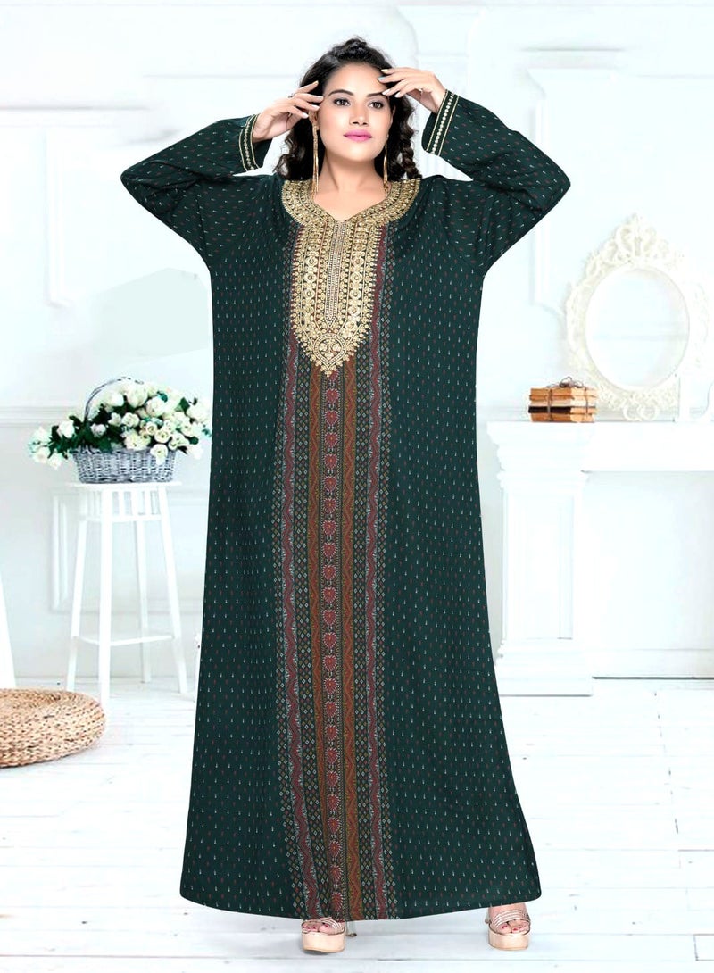 Zainah Elegant Women's Summer Jalabiya with Stylish Embroidery and Flowing Design – Breathable Comfort for Home and Casual Wear  - Image 1