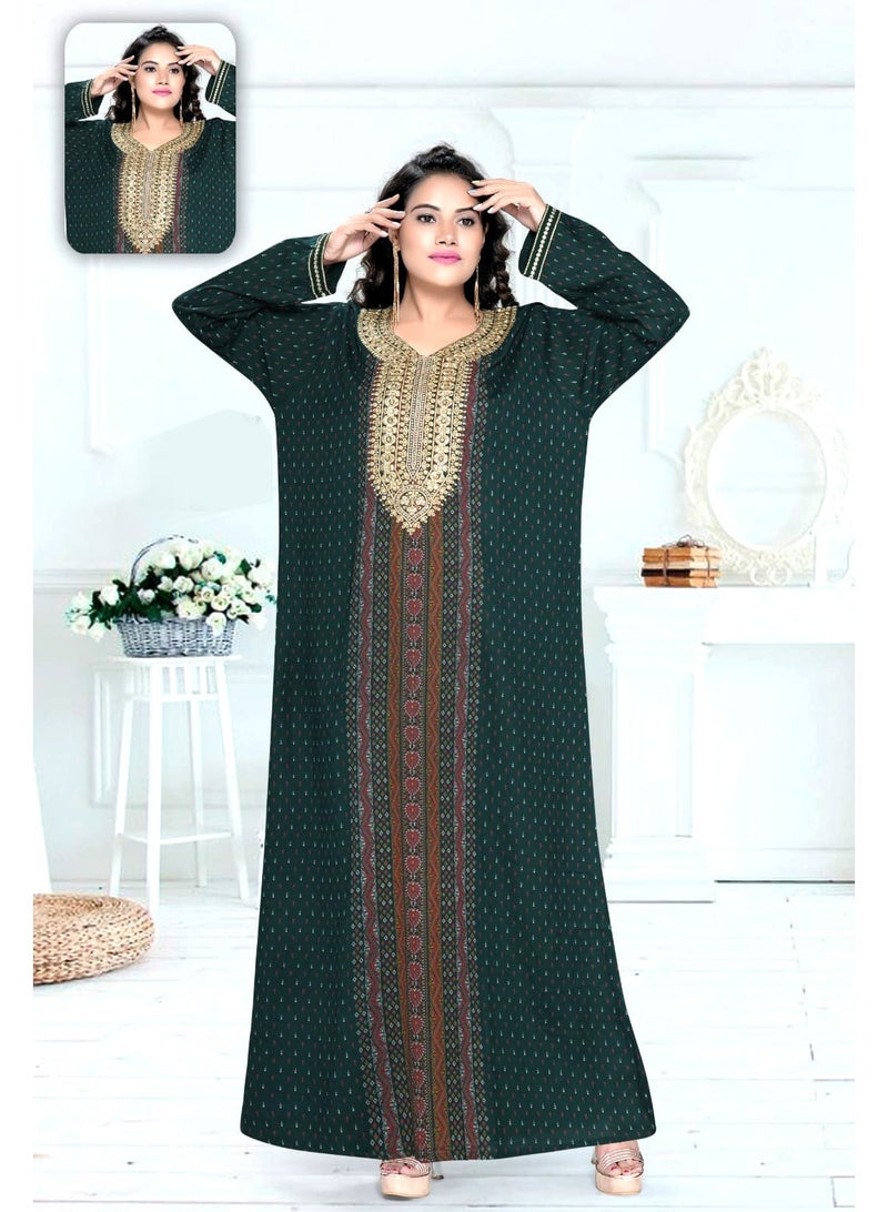Zainah Elegant Women's Summer Jalabiya with Stylish Embroidery and Flowing Design – Breathable Comfort for Home and Casual Wear  - Image 3