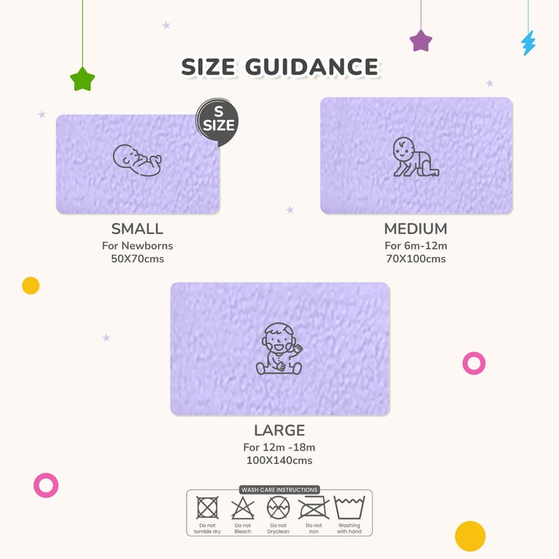 R for Rabbit Waterproof Quick Dry Sheet Bliss for Baby | Anti-Piling Fleece Breatheable Fabric Extra Absorbent Instant Dry Baby Bed/Cot Protector Mat (Size-S,Purple) - Image 3