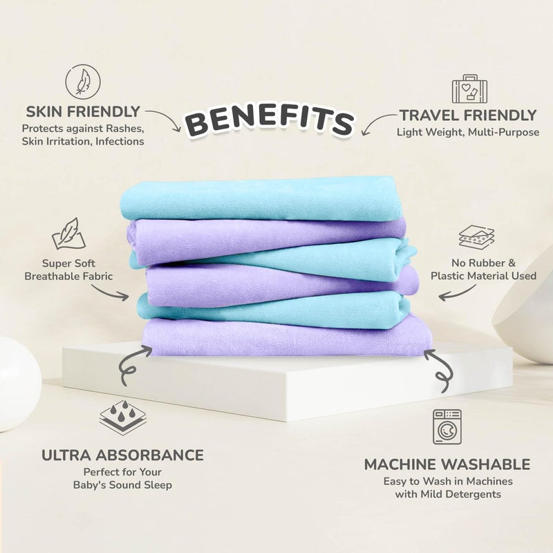 R for Rabbit Waterproof Quick Dry Sheet Bliss for Baby | Anti-Piling Fleece Breatheable Fabric Extra Absorbent Instant Dry Baby Bed/Cot Protector Mat (Size-S,Purple) - Image 2