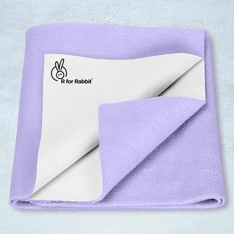 R for Rabbit Waterproof Quick Dry Sheet Bliss for Baby | Anti-Piling Fleece Breatheable Fabric Extra Absorbent Instant Dry Baby Bed/Cot Protector Mat (Size-S,Purple) - Image 1