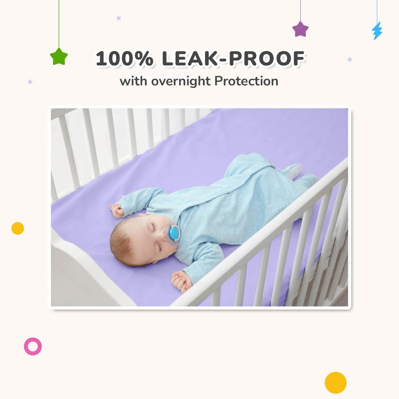 R for Rabbit Waterproof Quick Dry Sheet Bliss for Baby | Anti-Piling Fleece Breatheable Fabric Extra Absorbent Instant Dry Baby Bed/Cot Protector Mat (Size-S,Purple) - Image 5