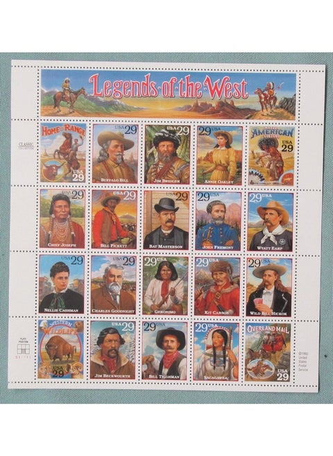 Legends Of The West Complete Pane Of Twenty 29 Cent Stamps Scott 2869 By Usps