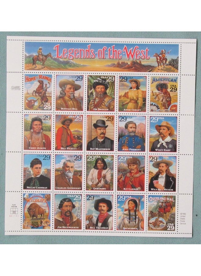 USPS Legends Of The West Complete Pane Of Twenty 29 Cent Stamps Scott 2869 By Usps  - Image 1