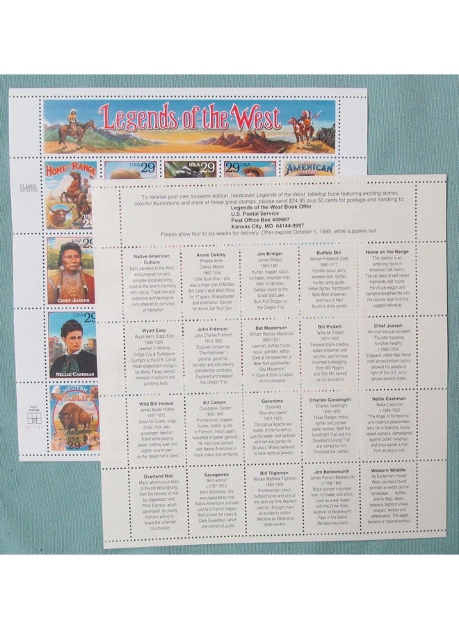 USPS Legends Of The West Complete Pane Of Twenty 29 Cent Stamps Scott 2869 By Usps  - Image 4