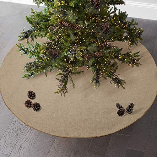 tiosggd Spring Summer Burlap Tree Skirt, 48 Inches Large Jute Linen Mother's Day Tree Decorations Ornaments, Fall Tree Mats, Farmhouse Rustic Countryside Thanksgiving Day Neutral Tree Decor - Image 3