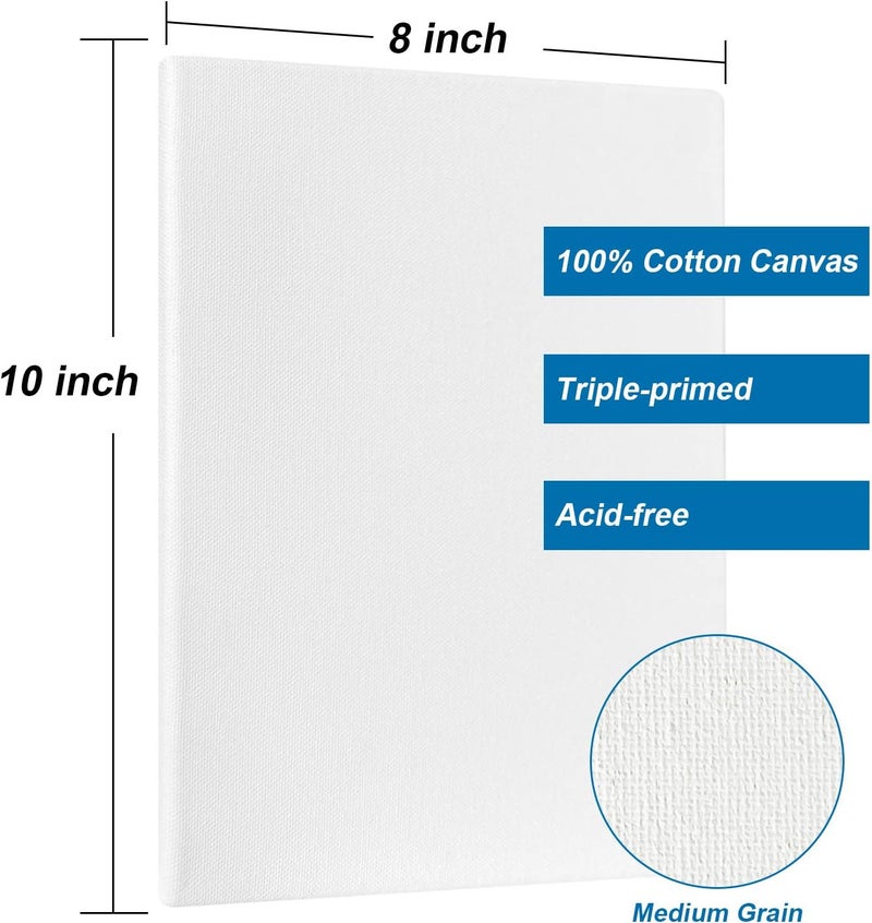 Genixart White Blank Canvas Panels, Primed Professional Artist Canvases Boards for Acrylics & Oils Painting (20x25cm / 8"x10" -6pcs) - Image 5