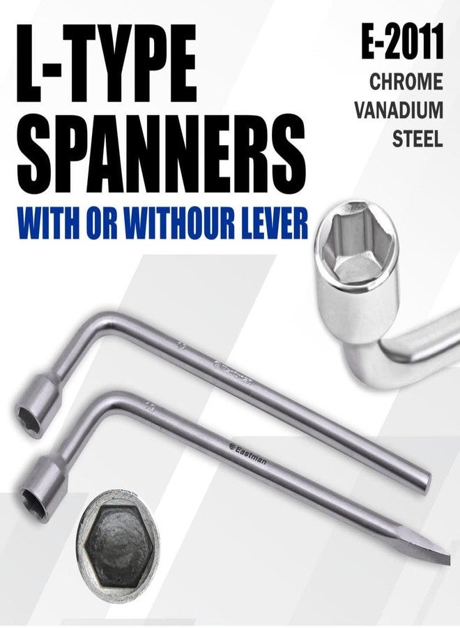Eastman L-Type Spanners Set of 1Pcs, 19 Mm With Hole 19D, Selected High Carbon Steel Chrome Plated Sliver Wheel Nut Spanner For Cars Single Sided Wrench (E-2011) - Image 2