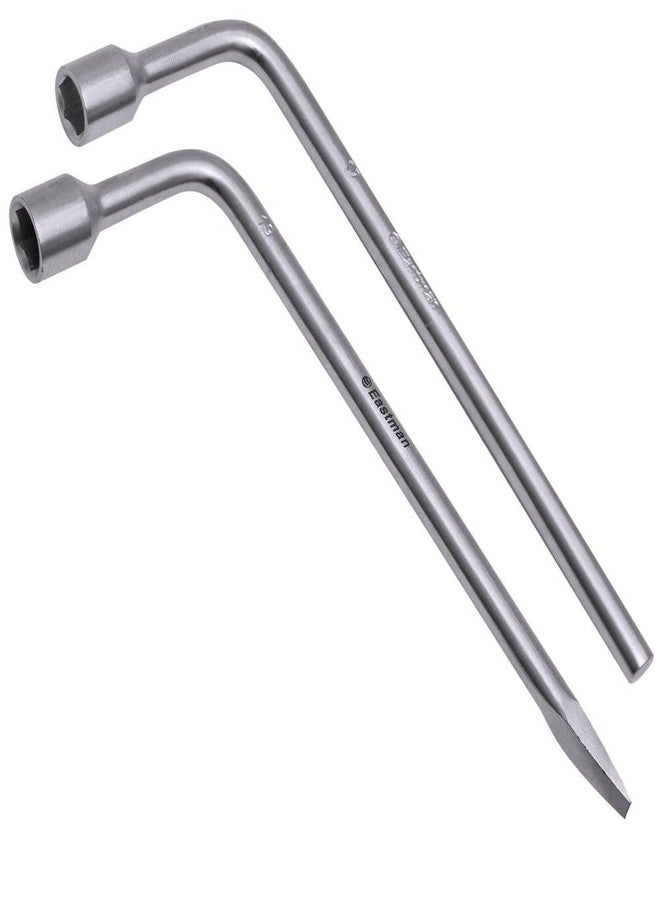 Eastman L-Type Spanners Set of 1Pcs, 19 Mm With Hole 19D, Selected High Carbon Steel Chrome Plated Sliver Wheel Nut Spanner For Cars Single Sided Wrench (E-2011) - Image 1