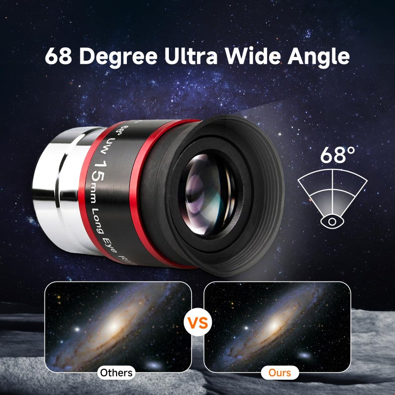 SVBONY Telescopes Eyepieces 1.25 inches Eyepiece 68 Degree Ultra Wide Angle Telescope Accessory (15mm) - Image 2