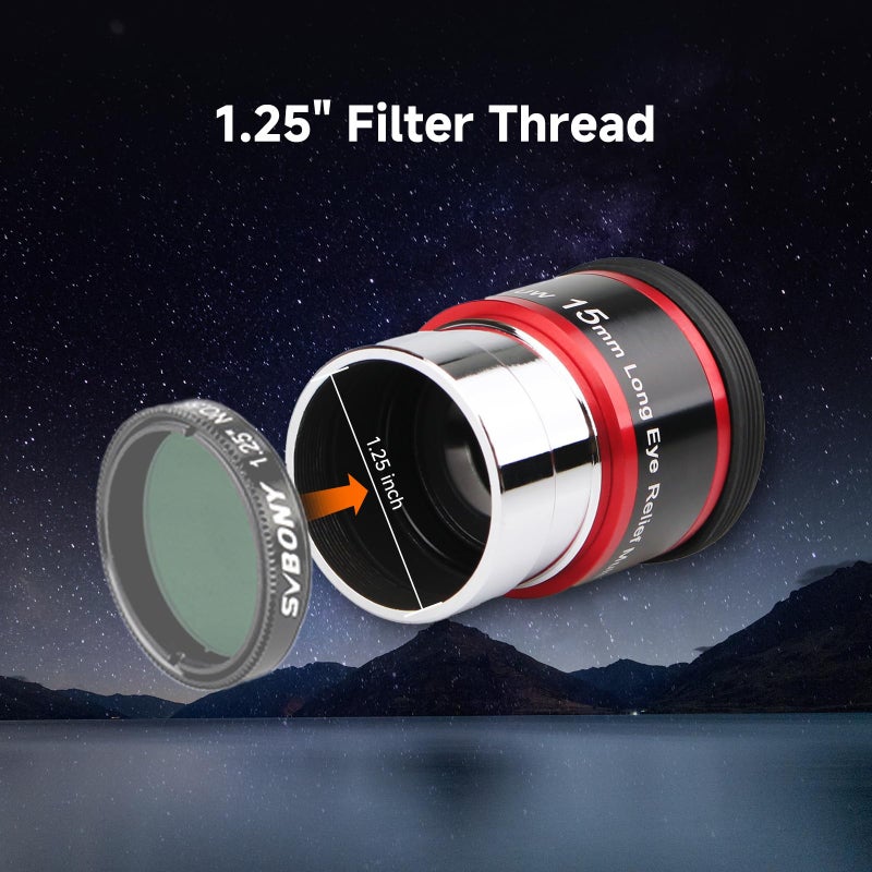 SVBONY Telescopes Eyepieces 1.25 inches Eyepiece 68 Degree Ultra Wide Angle Telescope Accessory (15mm) - Image 3