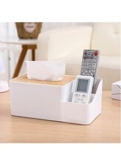 FALMER Multi-purpose Tissue Box Holder with Organizer for Organizing Pens, Remote Control, Phone  - Image 1