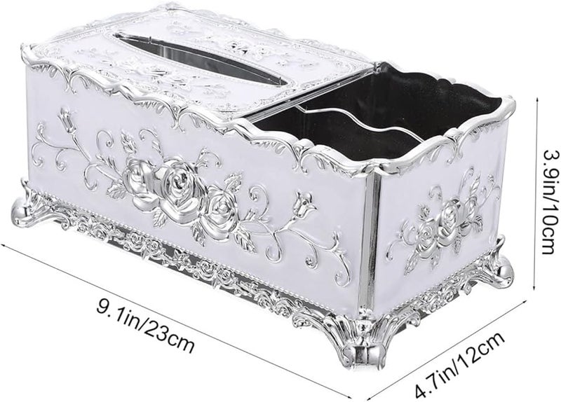 غطاء صندوق المناديل الأبيض مع حجرة تخزين لغرفة المعيشة والمكتب - Image 3