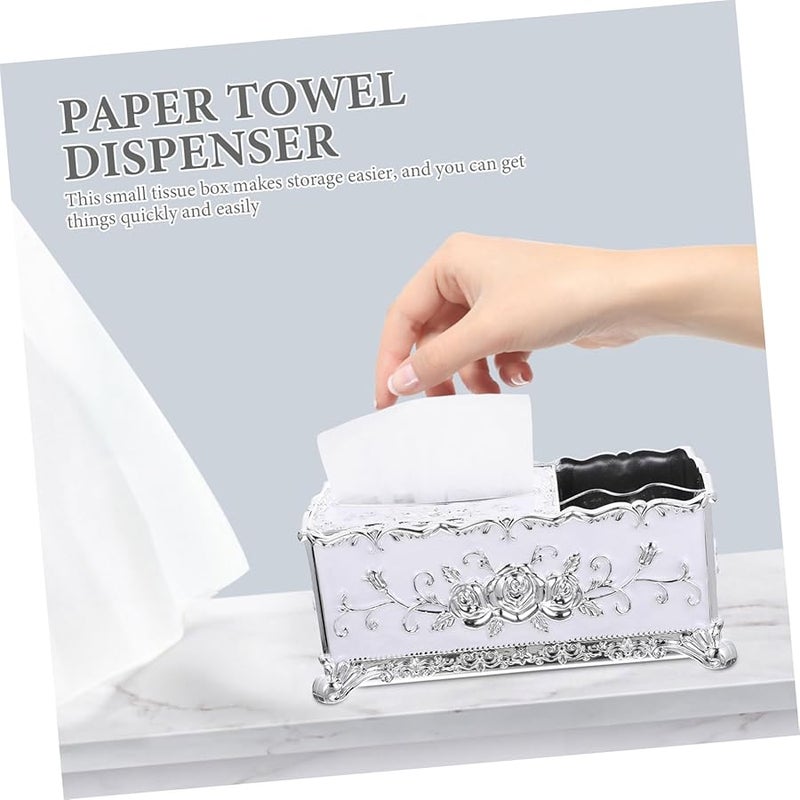 غطاء صندوق المناديل الأبيض مع حجرة تخزين لغرفة المعيشة والمكتب - Image 4