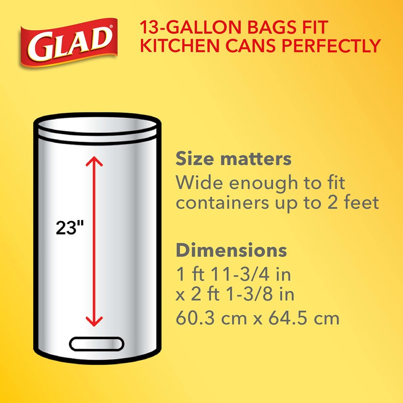 Glad Tall Kitchen Trash Bags 13 Gallon, Unscented Garbage Bags, Quick-Tie, 68 Count - Image 2