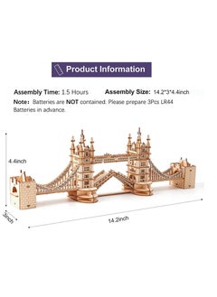 Robotime Rolife Tower Bridge with Lights 3D Wooden Puzzle TG412, 3D Wooden Puzzles for Adults/Teens, Creative Home Decor, Unique Gift for Craft Hobby Adults/Teens  - Image 2