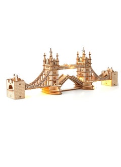 Robotime Rolife Tower Bridge with Lights 3D Wooden Puzzle TG412, 3D Wooden Puzzles for Adults/Teens, Creative Home Decor, Unique Gift for Craft Hobby Adults/Teens  - Image 1
