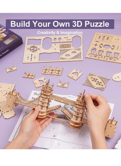 Robotime Rolife Tower Bridge with Lights 3D Wooden Puzzle TG412, 3D Wooden Puzzles for Adults/Teens, Creative Home Decor, Unique Gift for Craft Hobby Adults/Teens  - Image 3