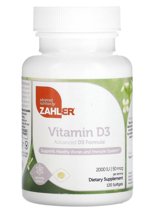 Zahler Vitamin D3 Advanced D3 Formula 50 mcg (2000 IU) 120 Softgels 