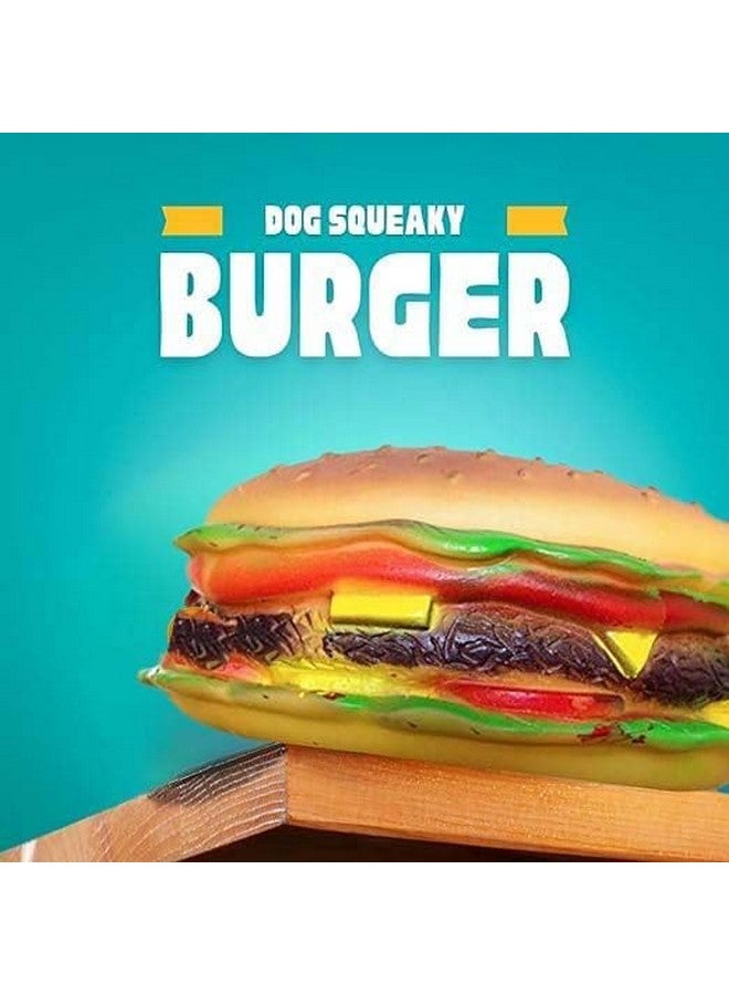 Durable Non Toxic Rubber Burger Shape Chew Toy With Squeaky Toy Perfect For Small & Medium Breed Dogs | Enhance Playtime & Promote Dental Health - Multicolor (Pack Of 1) - Image 4