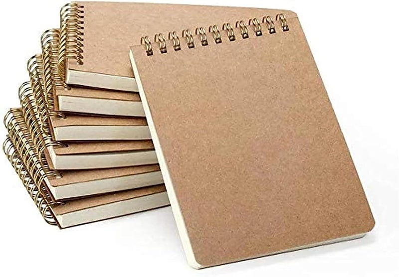 Arabest A6 Kraft Cover Notebook, 7 Pack Blank loose leaf sketch book, student draft book, coil notebook, Starter Sketch Painting Book, 60 Sheets - Image 1