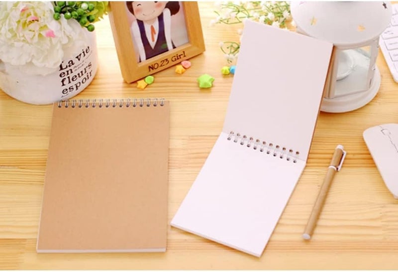 Arabest A6 Kraft Cover Notebook, 7 Pack Blank loose leaf sketch book, student draft book, coil notebook, Starter Sketch Painting Book, 60 Sheets - Image 5