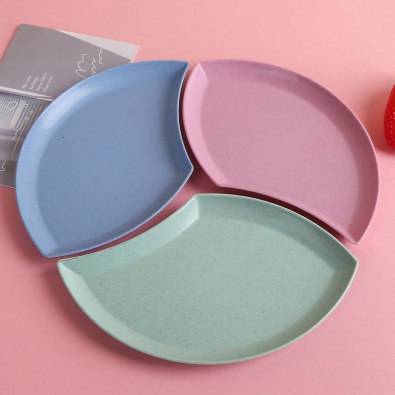 Oicia Wheat Straw Serving Platters and Trays Appetizer Serving Tray, Party Serving Trays and Platters Relish Tray, Serving Dishes Serving Plates for Sandwich (Blue, Pack of 6) - Image 4