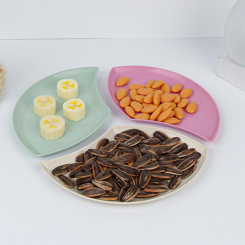 Oicia Wheat Straw Serving Platters and Trays Appetizer Serving Tray, Party Serving Trays and Platters Relish Tray, Serving Dishes Serving Plates for Sandwich (Blue, Pack of 6) - Image 3