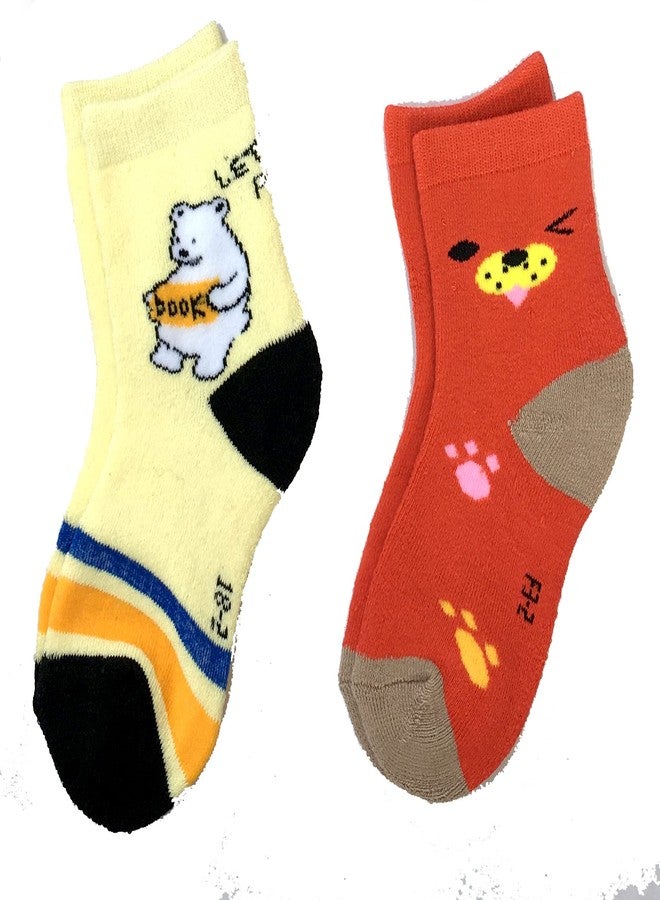 CLUZE Winter Warm Socks for Kids Toddlers Boys Girls Thick Thermal Woolen Socks Terry Lined Cozy Ankle Socks for Children (Pack of 4 Pairs) (3-5 Years) - Image 2